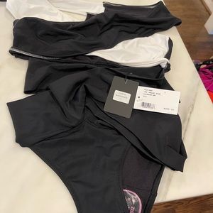 OYE swimsuit NWT  sz L black/ white off shoulder high waist original price $350